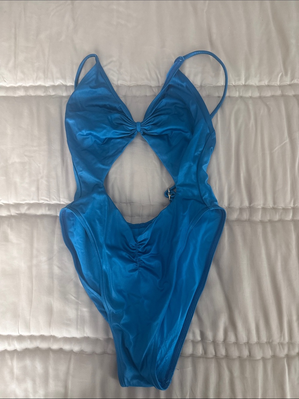 Bright Blue Kids One-Piece Swimsuit with Twist Front